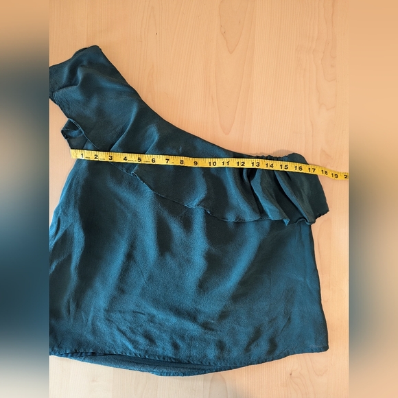 Anthropologie Maeve Silk One-shoulder Blouse - forest green - Picture 3 of 5